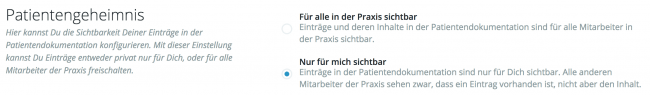 appointmed Patientengeheimnis Einstellungen