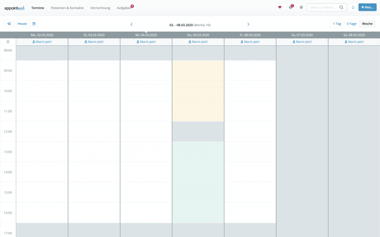 Farbige Verfügbarkeiten im appointmed Kalender
