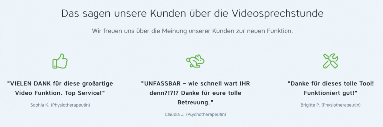 Kundenfeedback zur Videosprechstunde von appointmed