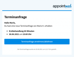 E-Mail Benachrichtigung bei online Terminanfragen