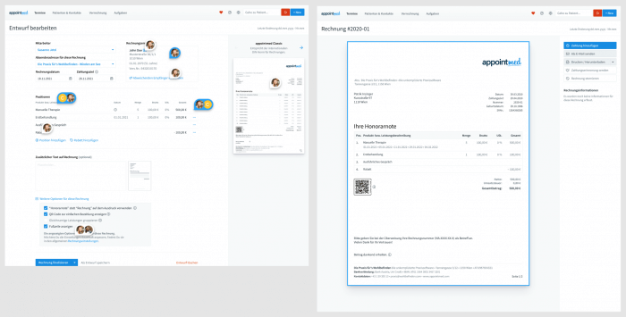 Vorschau der neuen Verrechnung in appointmed