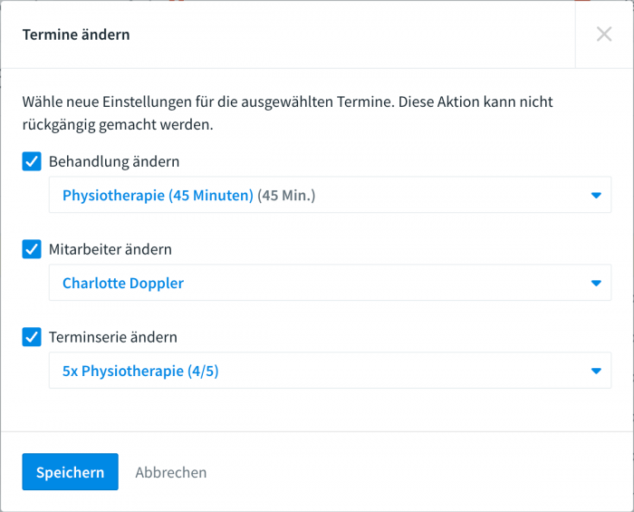 Ändern mehrerer Termine auf einmal