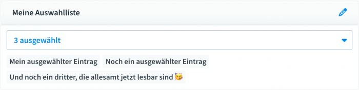 Besser lesbare Einträge einer Auswahlliste