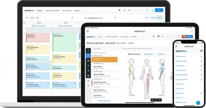 Alle Termine, PatientInnen und Rechnungen in einer Software – appointmed