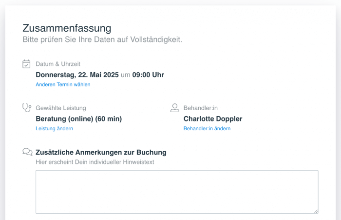 Zusätzliche Anmerkungen zur Buchung