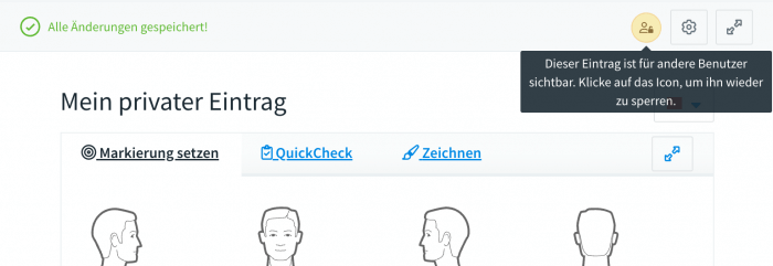 Private Doku-Einträge sichtbar machen