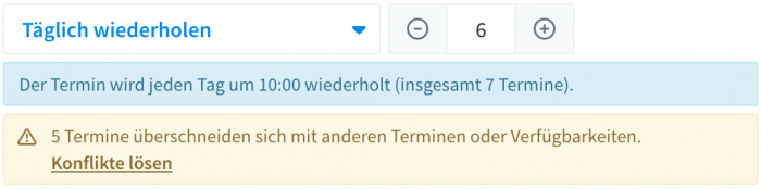 Warnung bei Terminüberschneidungen