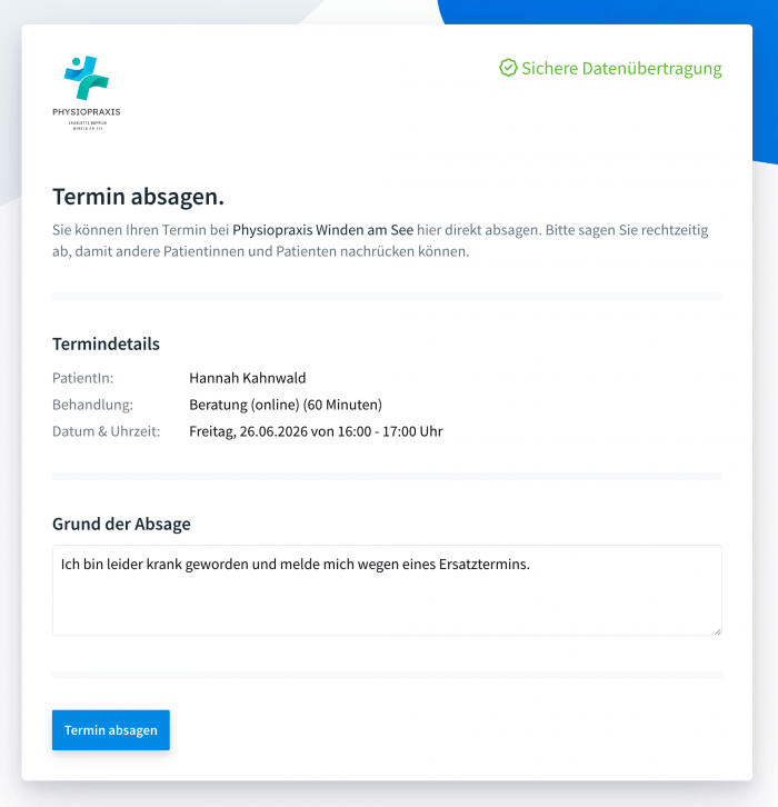 Terminabsage von Patienten