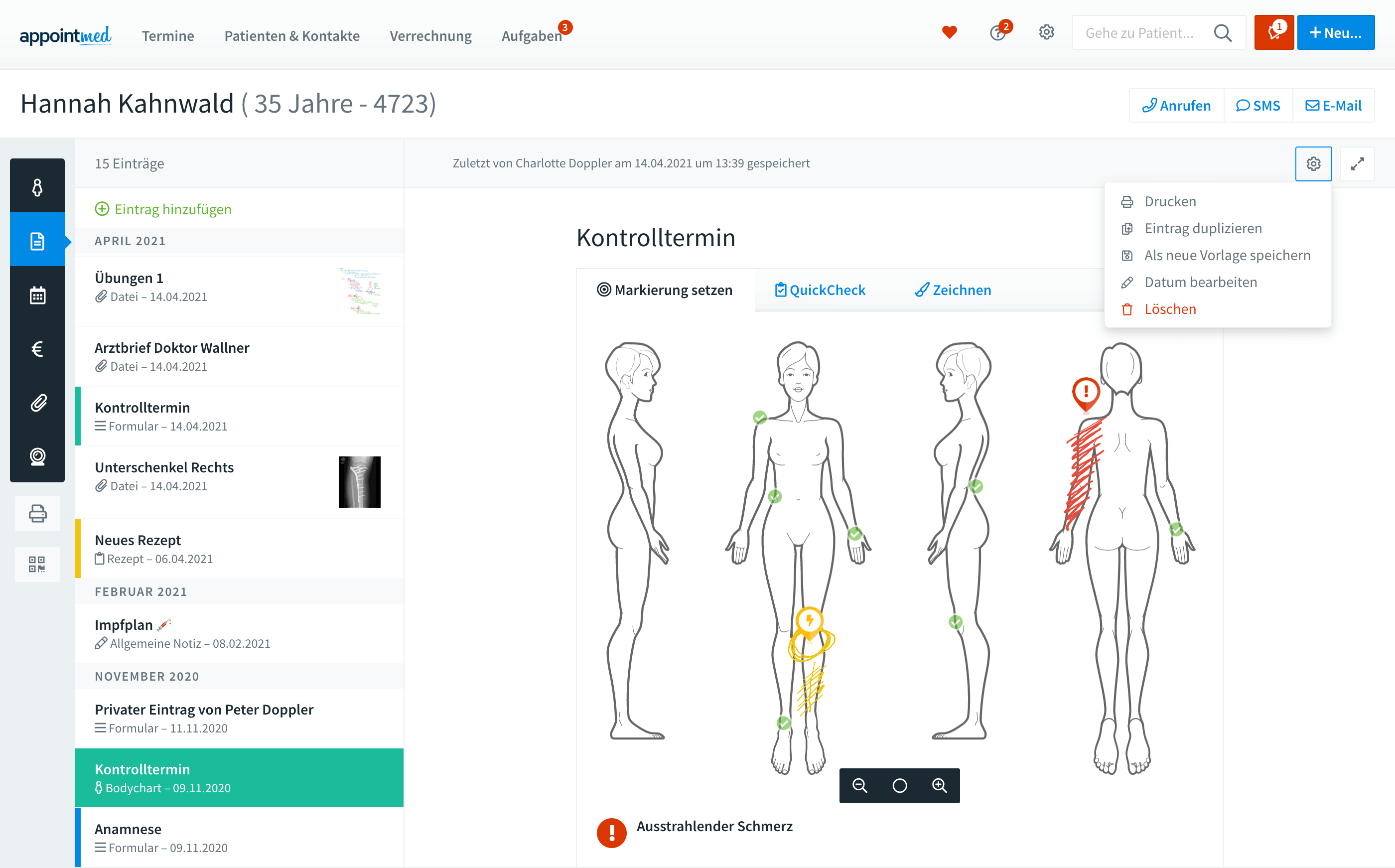 Behandlungen von Patienten dokumentieren