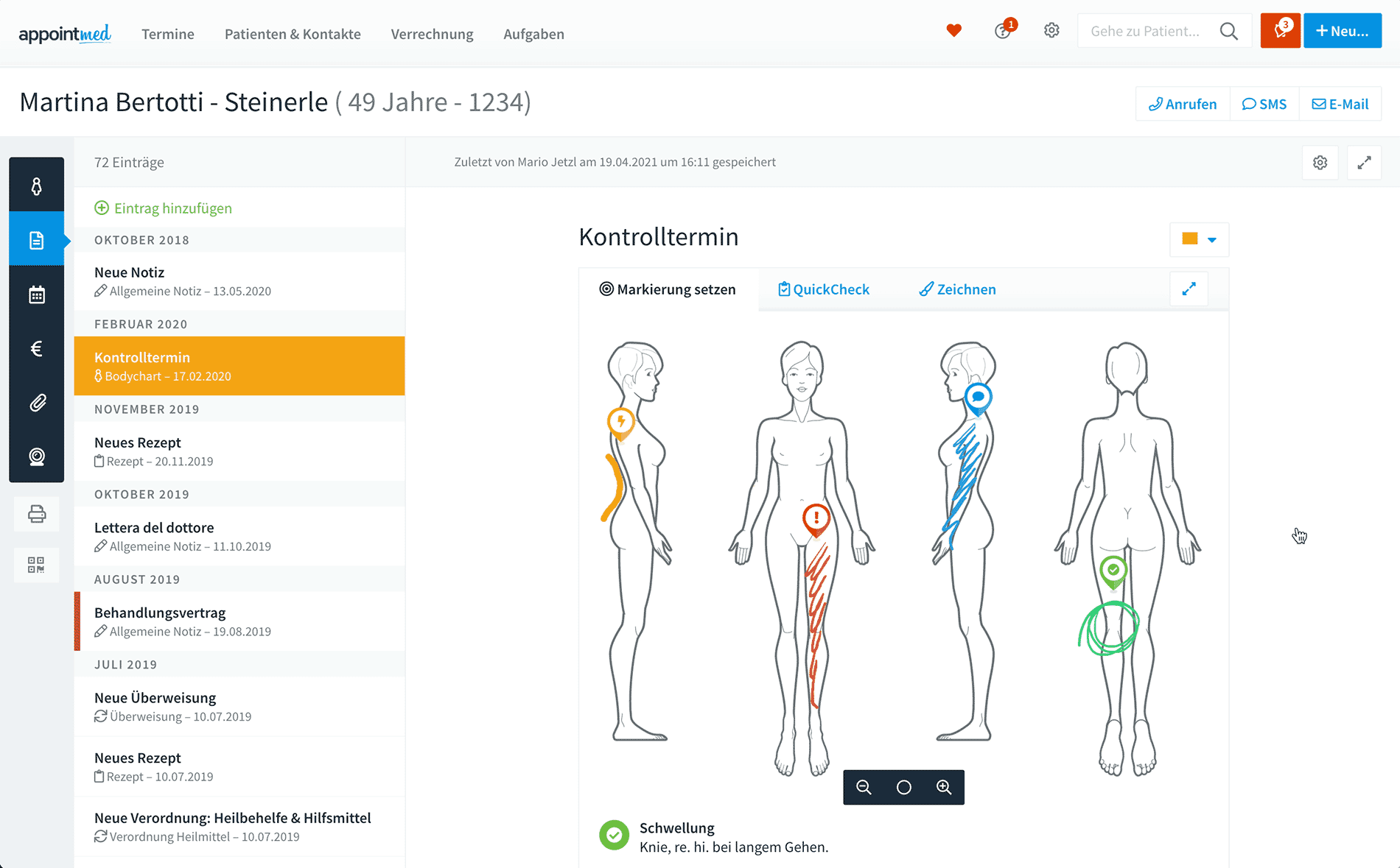 Interaktive Bodycharts von appointmed